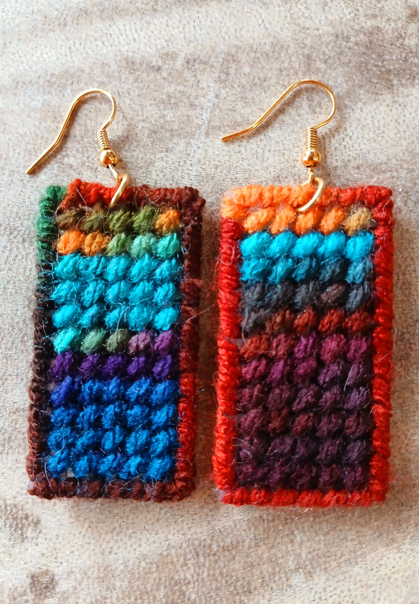 Yarn Earrings-Abstract Geometric