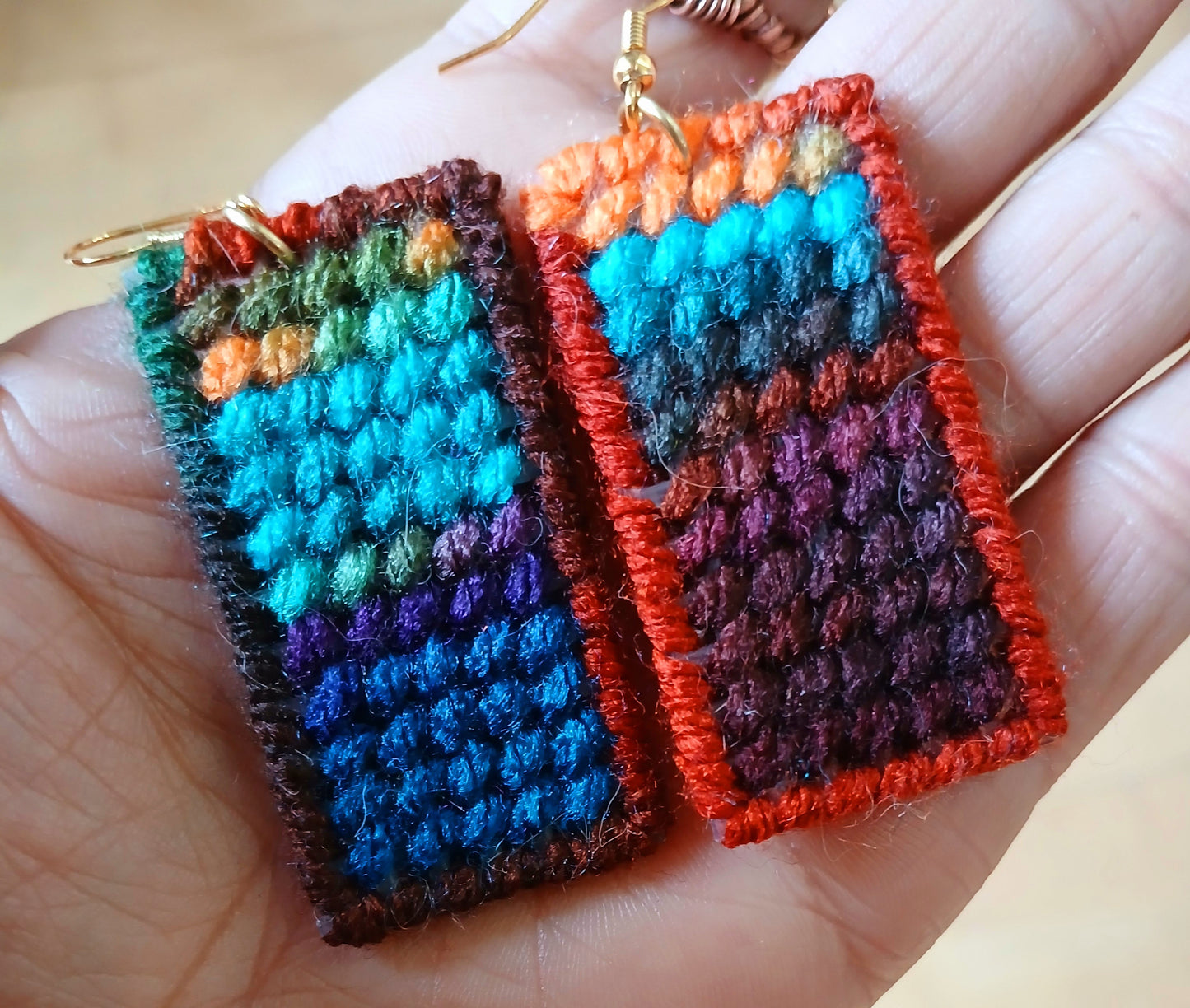 Yarn Earrings-Abstract Geometric