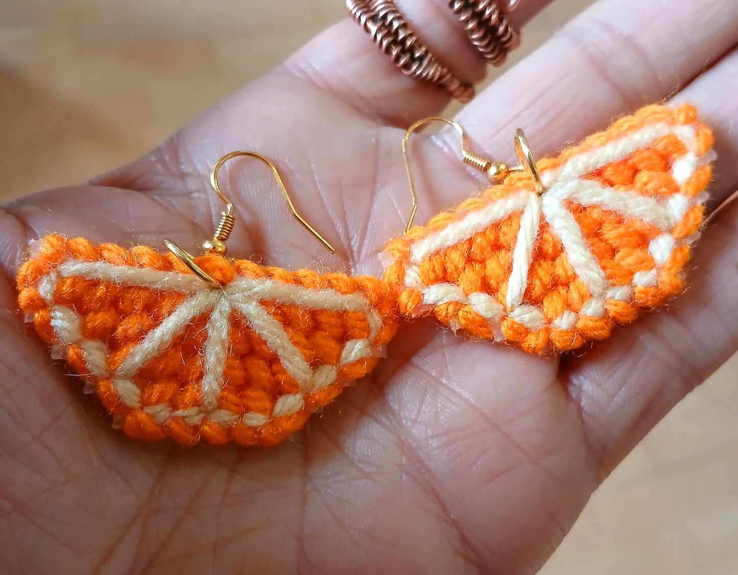 Yarn Earrings-Orange Slices π