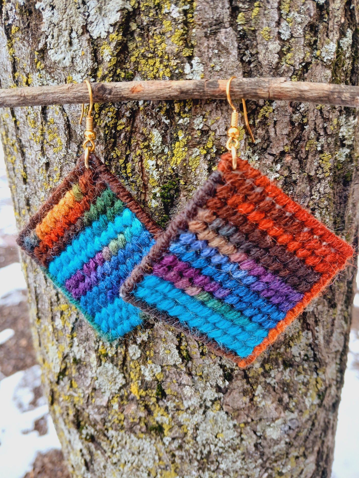 Yarn Earrings-Abstract Geometric