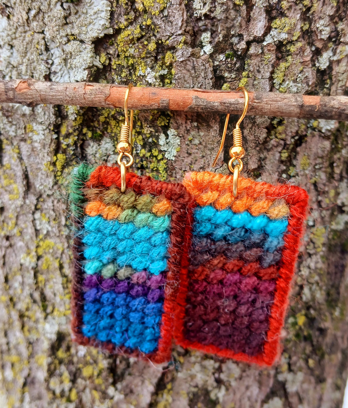 Yarn Earrings-Abstract Geometric