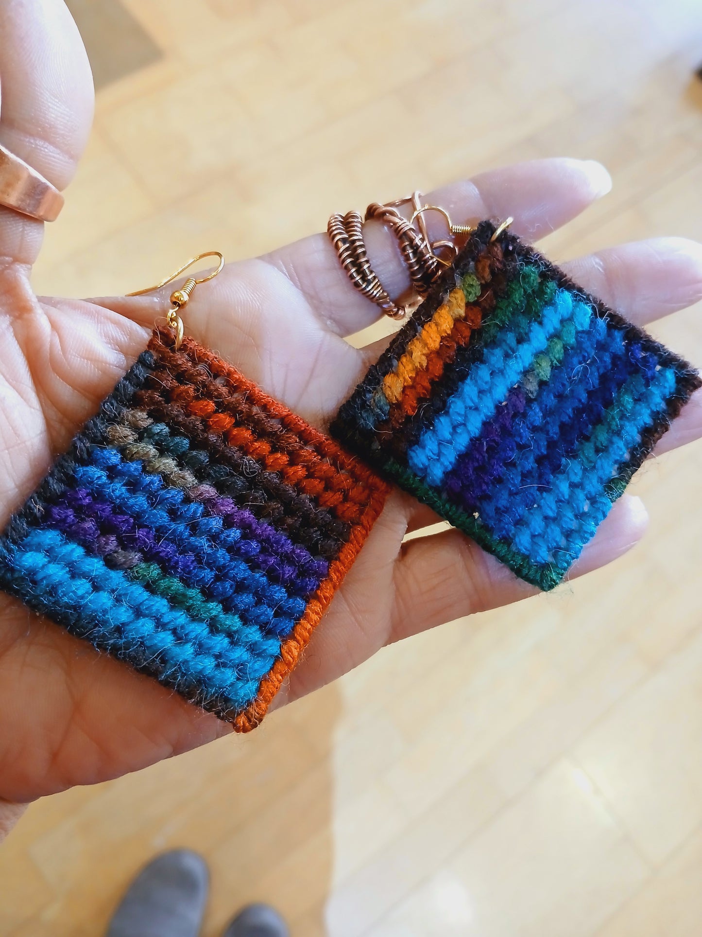 Yarn Earrings-Abstract Geometric