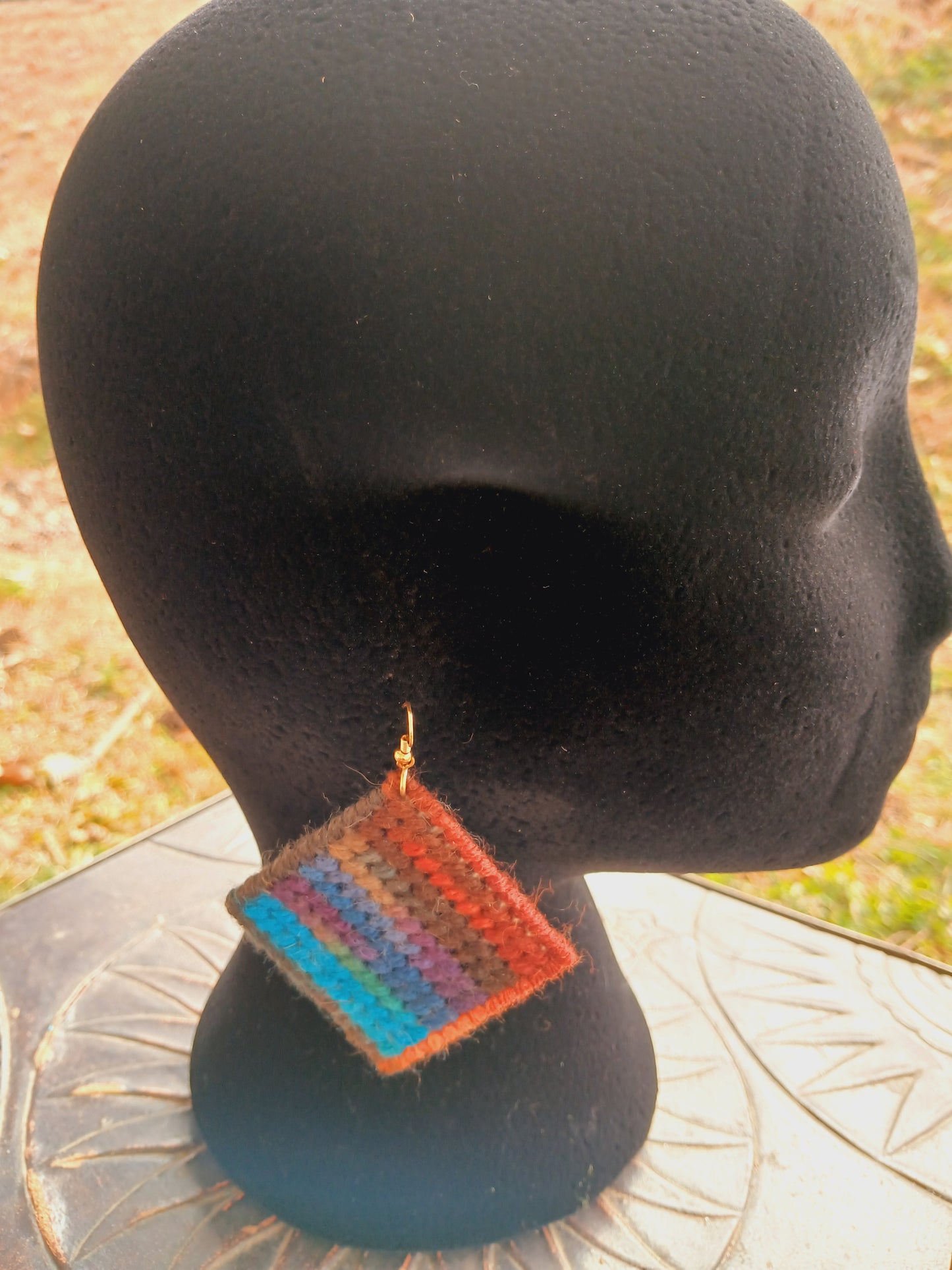 Yarn Earrings-Abstract Geometric
