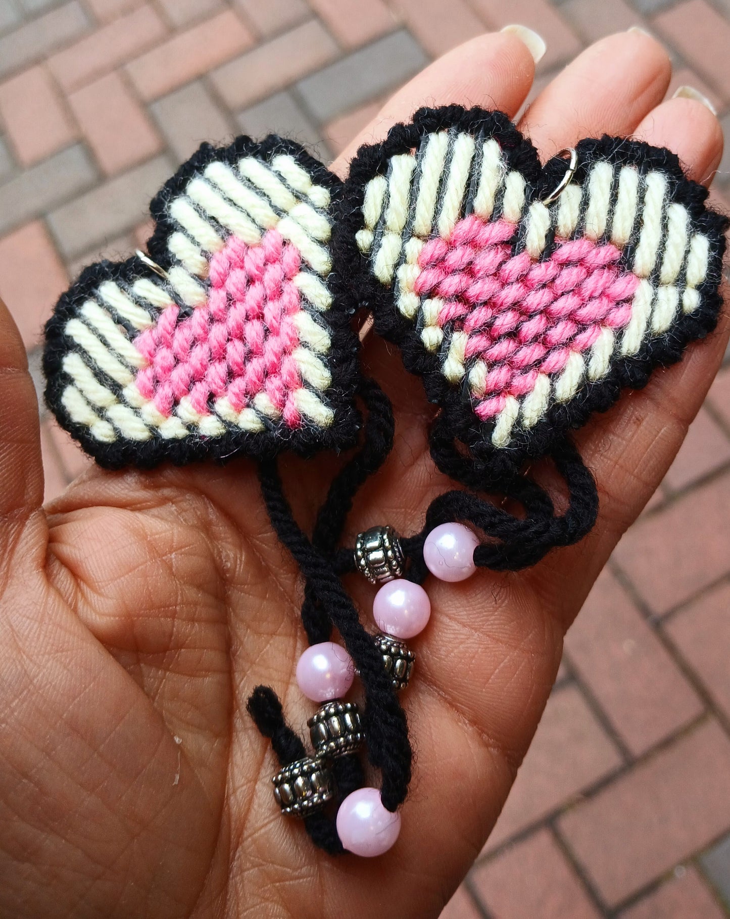 Yarn Earrings-Large Hearts 🩷