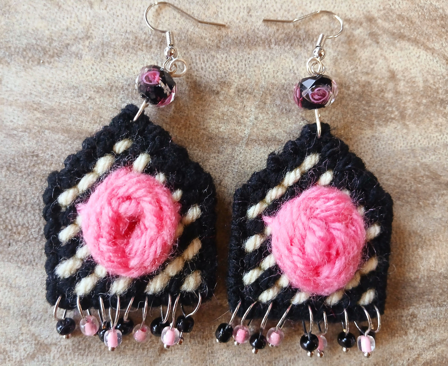 Yarn Earrings-Rose 🌹