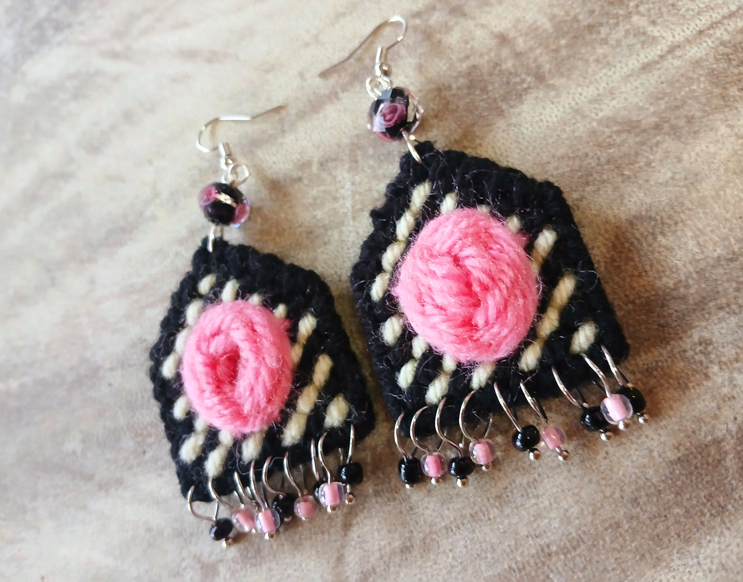 Yarn Earrings-Rose 🌹