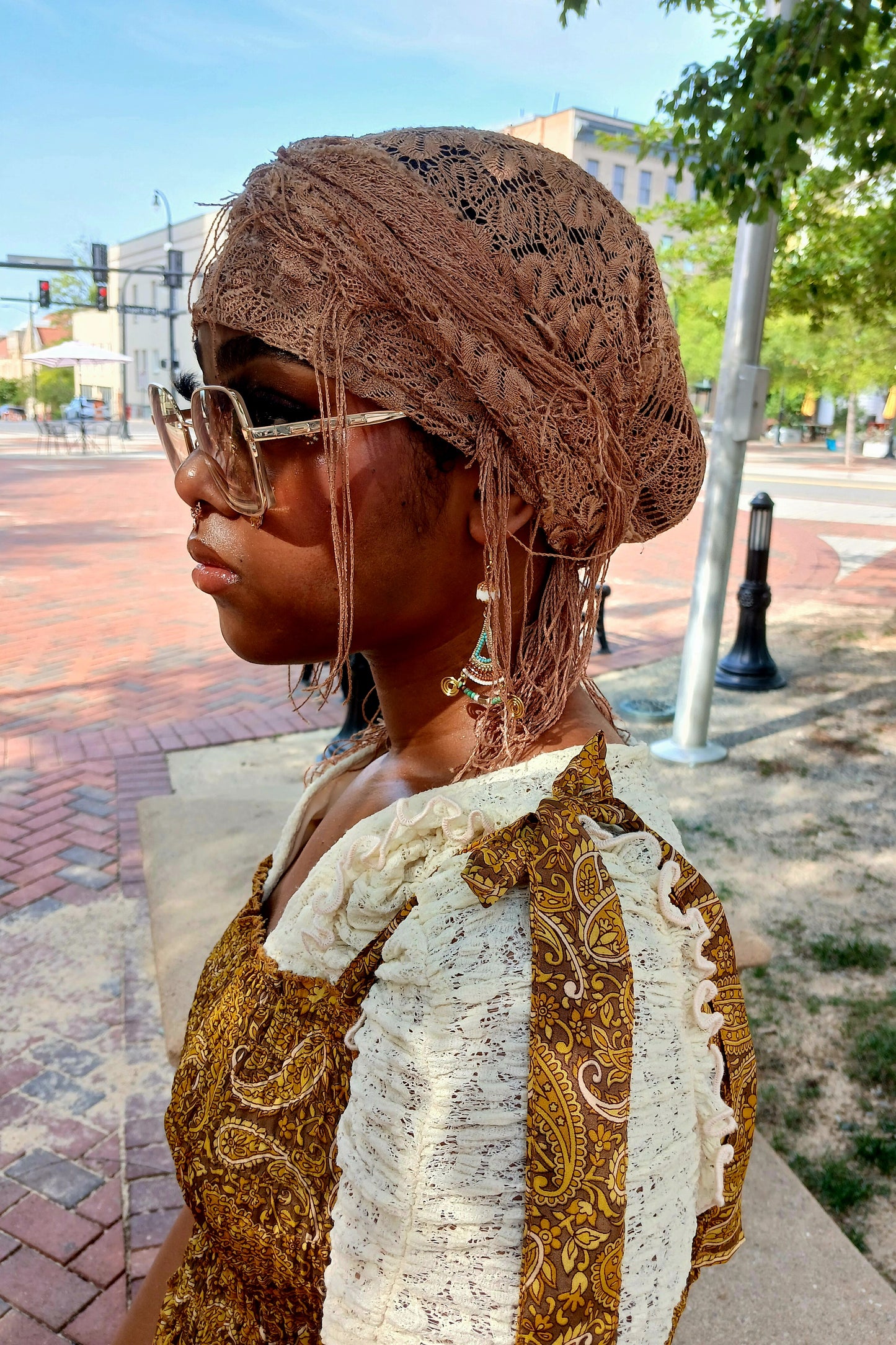 Afro Boho Earrings-Wire/Glass/Hematite