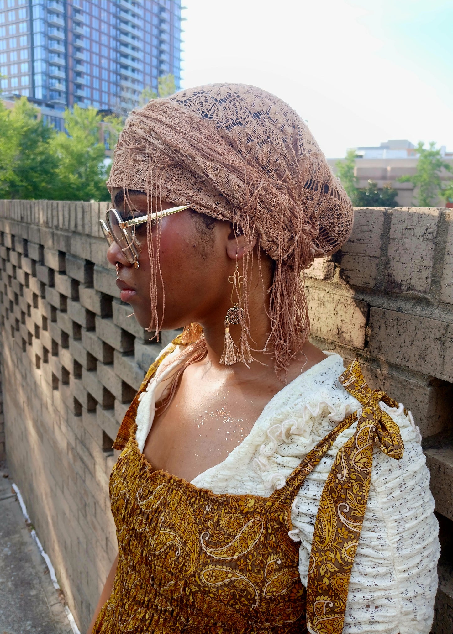 Afro Boho Earrings-Wire & Tassel