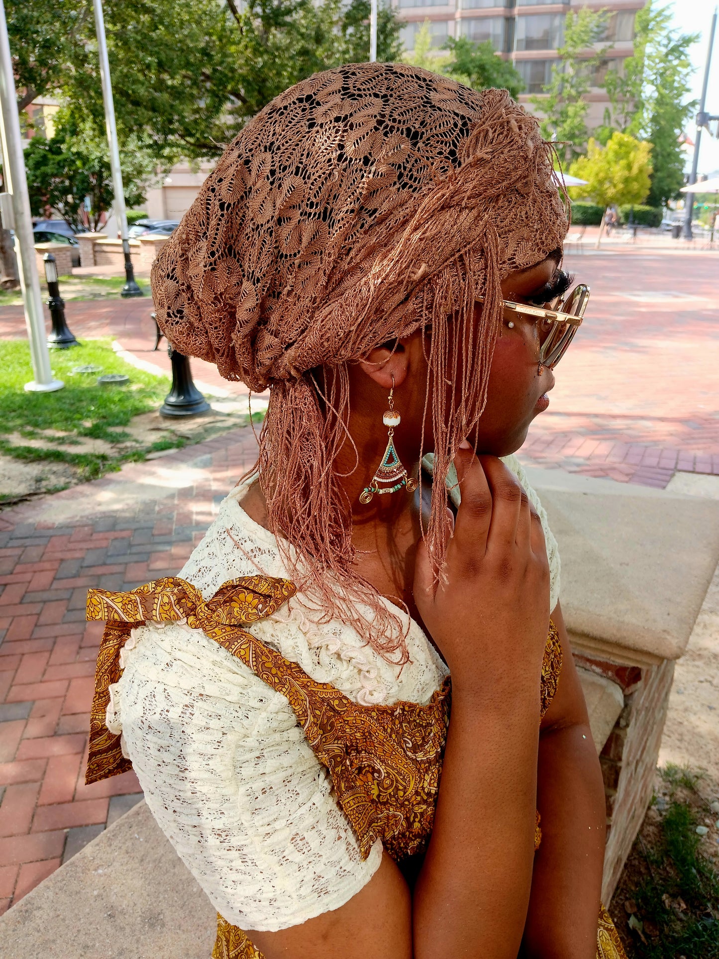 Afro Boho Earrings-Wire/Glass/Hematite