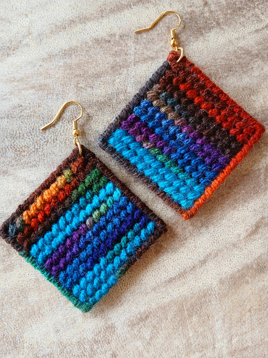 Yarn Earrings-Abstract Geometric