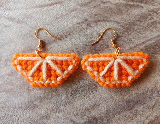 Yarn Earrings-Orange Slices 🍊