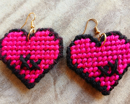 Yarn Earrings-Hearts & Xs