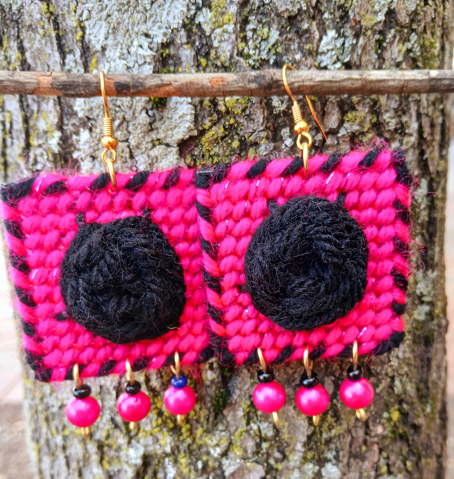 Yarn Earrings-Black Rose🖤