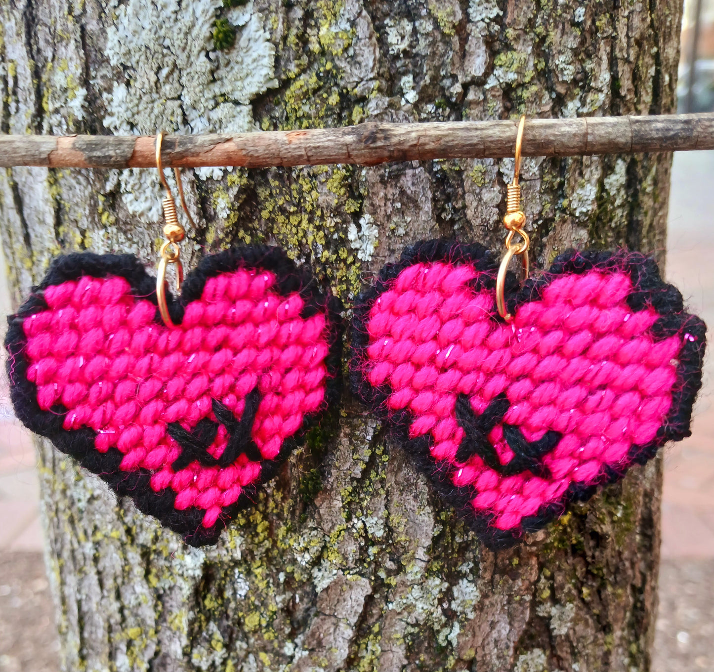 Yarn Earrings-Hearts & Xs