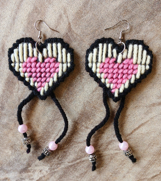 Yarn Earrings-Large Hearts 🩷