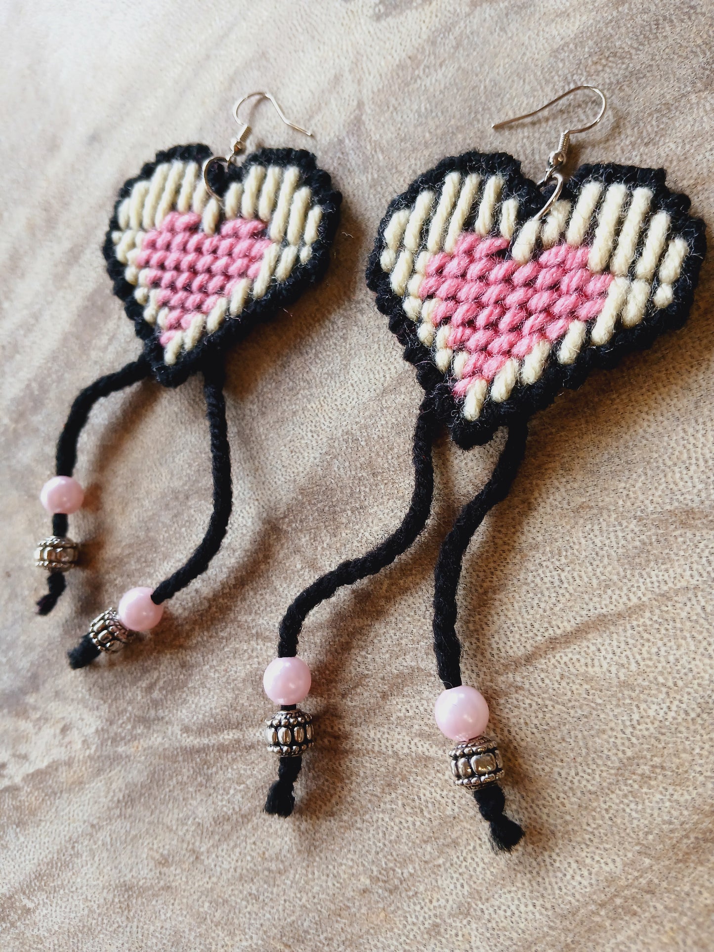 Yarn Earrings-Large Hearts 🩷