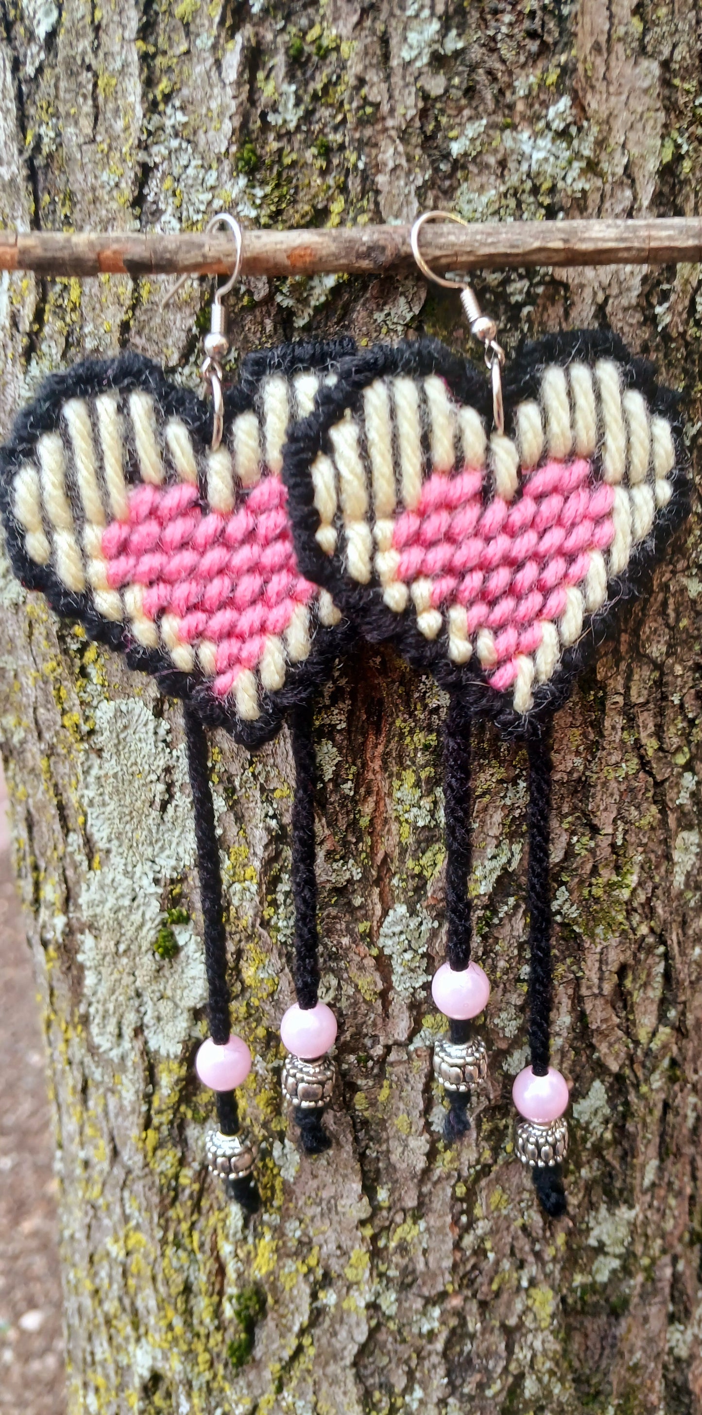 Yarn Earrings-Large Hearts 🩷