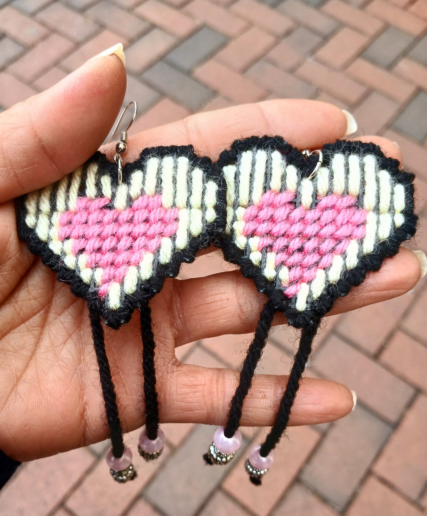 Yarn Earrings-Large Hearts 🩷