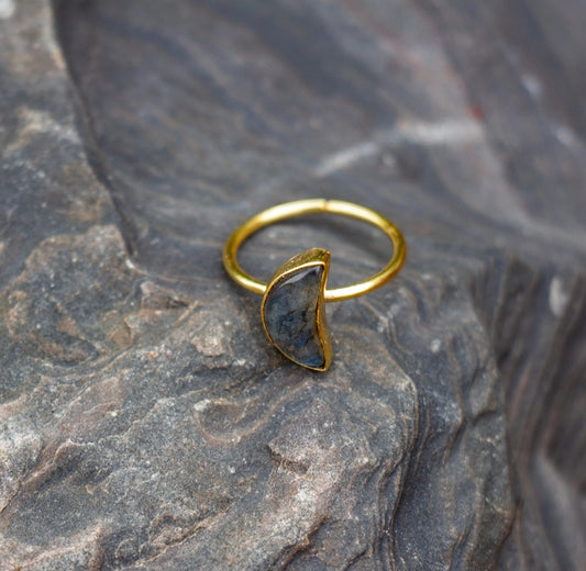Labradorite Moon Ring