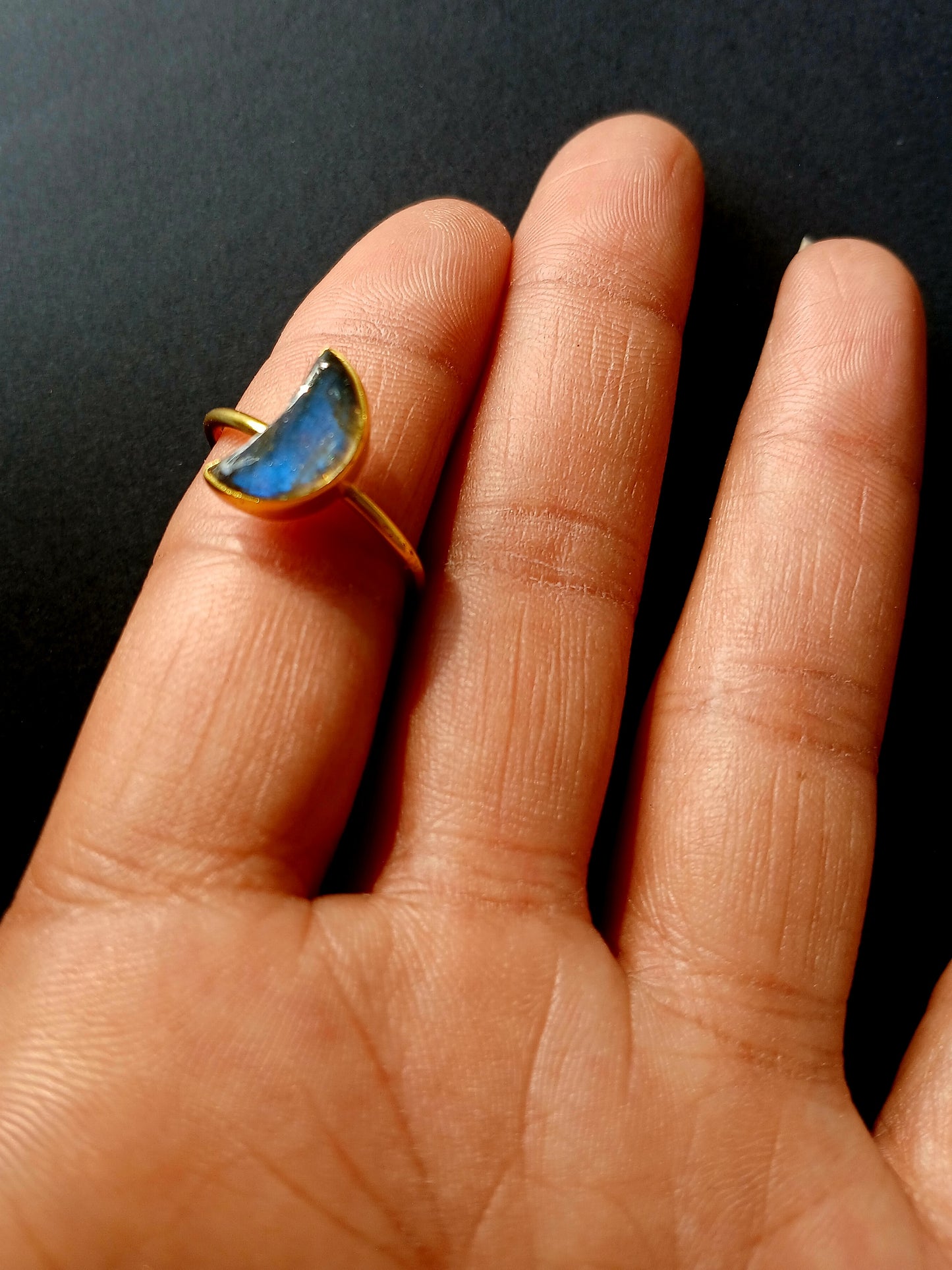 Labradorite Moon Ring