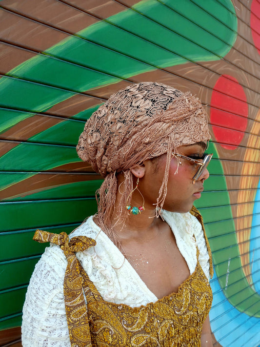 Afro Boho Earrings-Wire/Clay/Glass