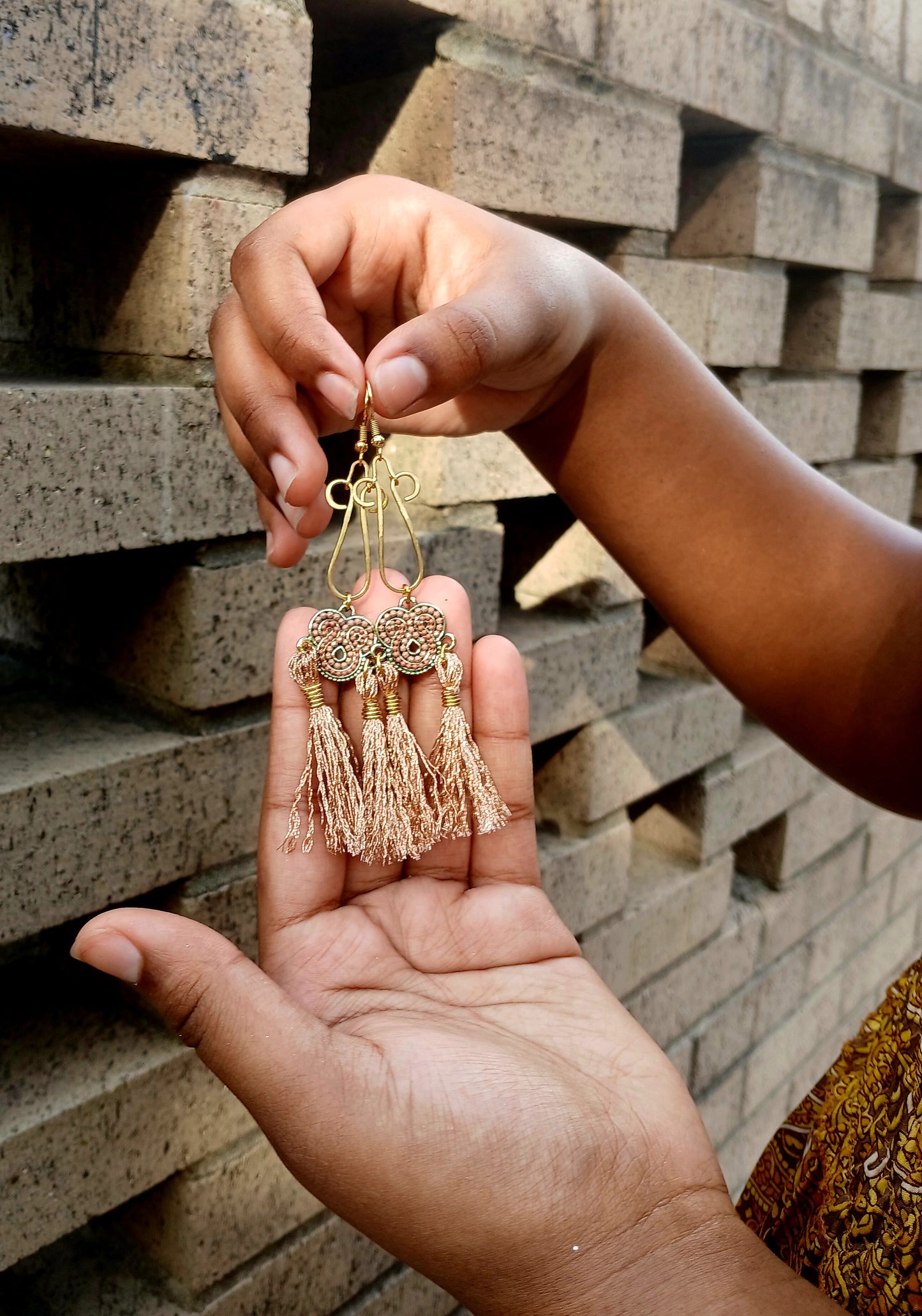 Afro Boho Earrings-Wire & Tassel