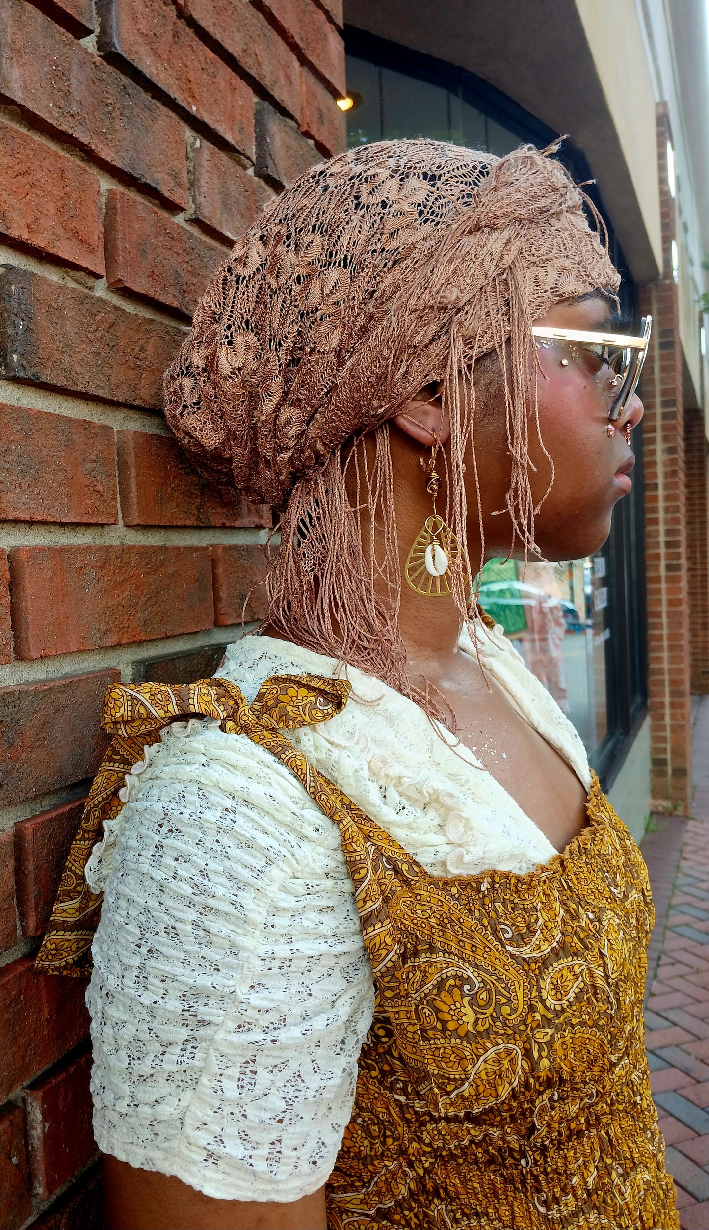 Afro Boho Earrings-Cowrie & Glass