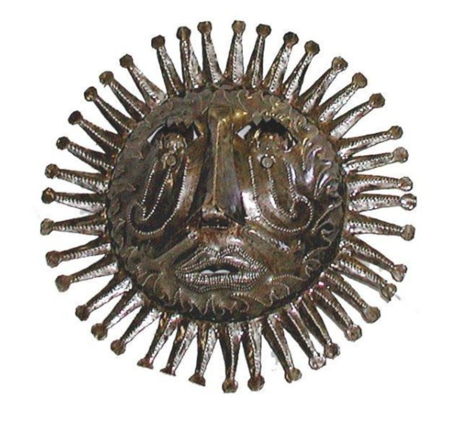 Aztec Sun Metal Drum Wall Art