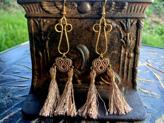 Afro Boho Earrings-Wire & Tassel