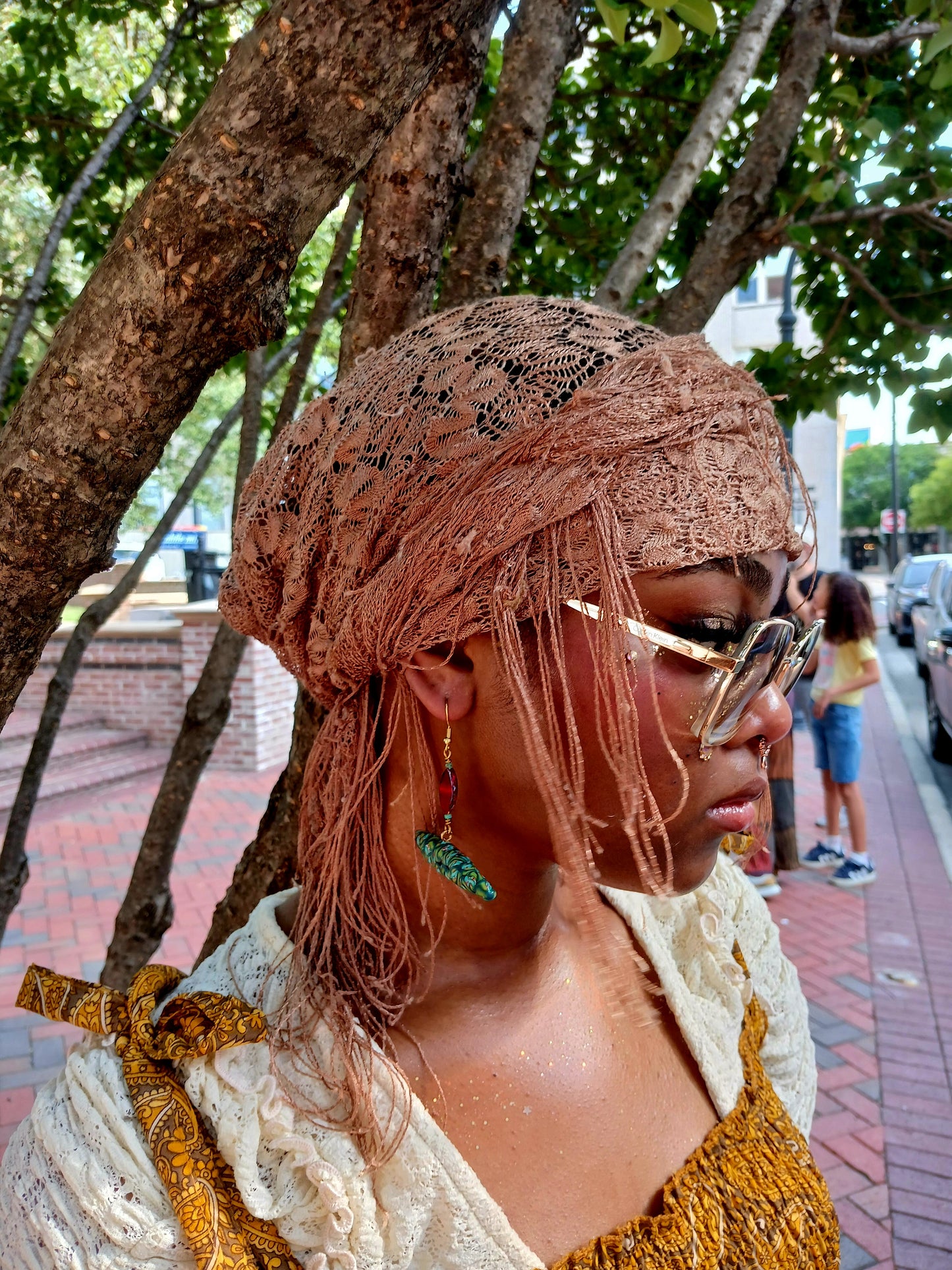 Afro Boho Earrings-Clay & Glass