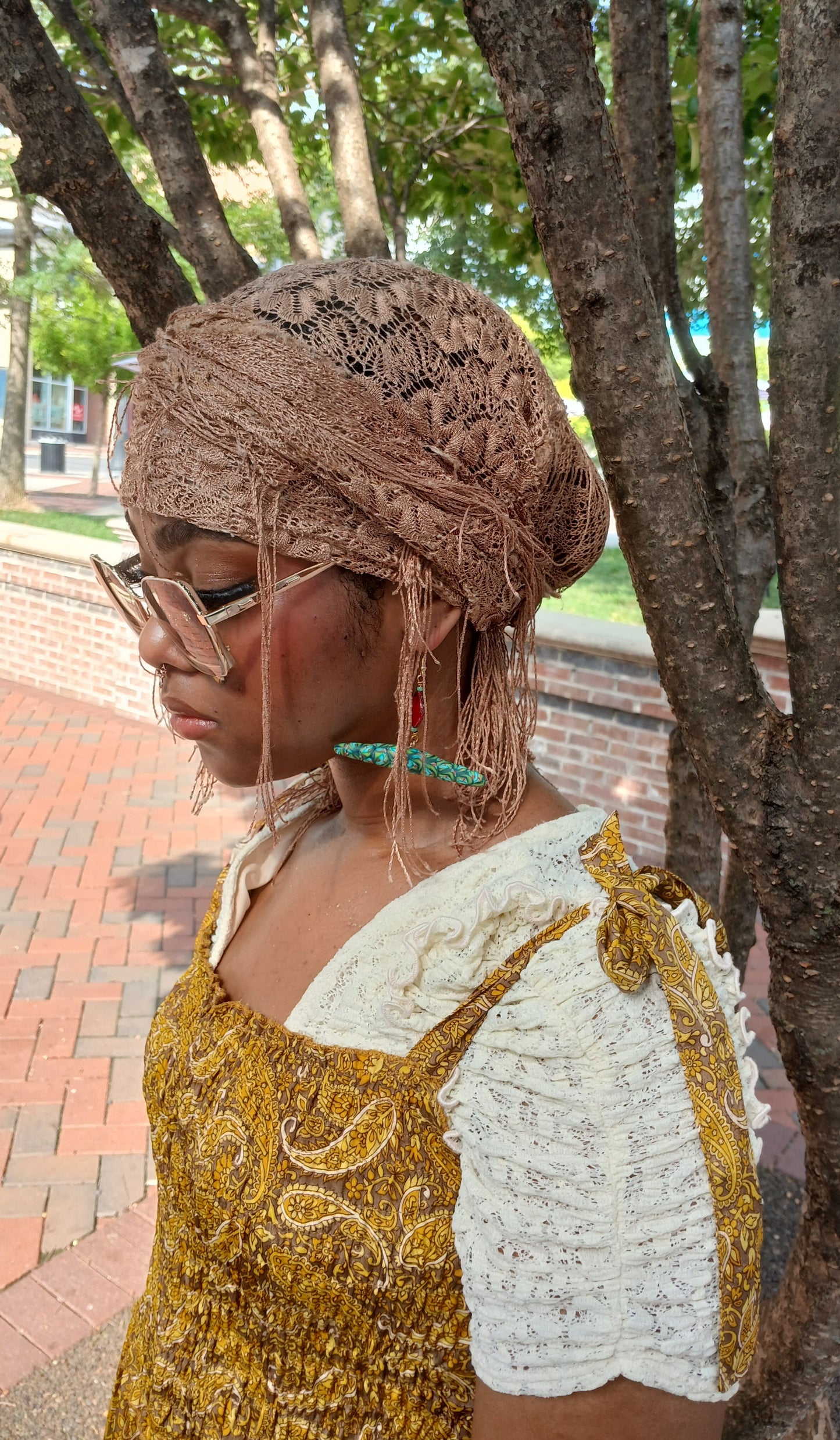Afro Boho Earrings-Clay & Glass