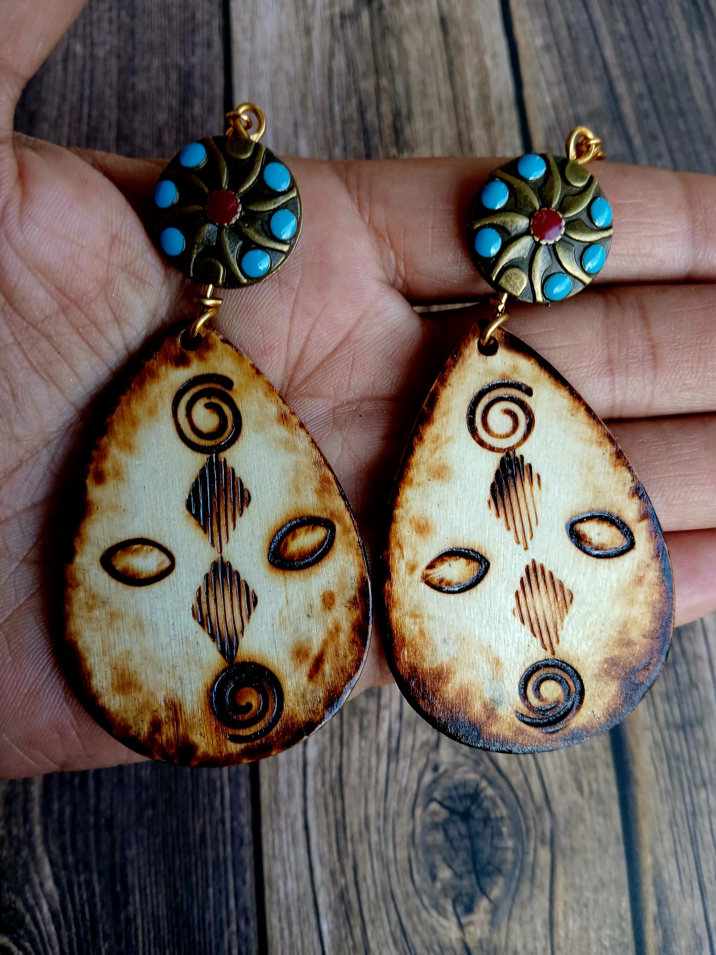 Wooden Earrings-Shapes & Metal