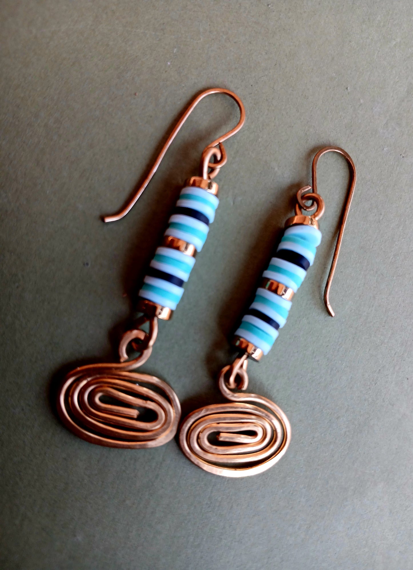 Brass Dangle Earrings-Blue/Black