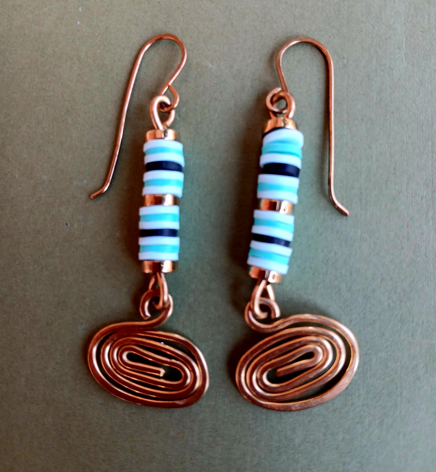 Brass Dangle Earrings-Blue/Black