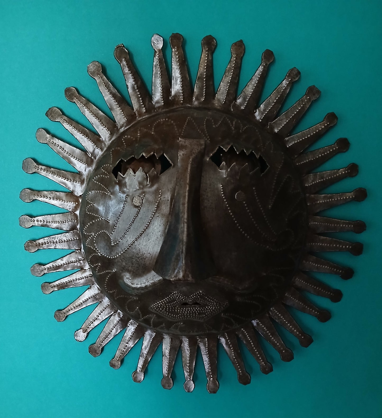 Aztec Sun Metal Drum Wall Art